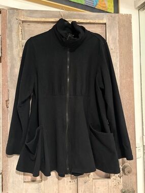 CMC XL Black Full-Zip Flared Jacket with Pockets